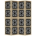 Biombo separador 4 paneles madera maciza Paulownia marrón negro