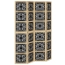 Biombo separador 4 paneles madera maciza Paulownia marrón negro