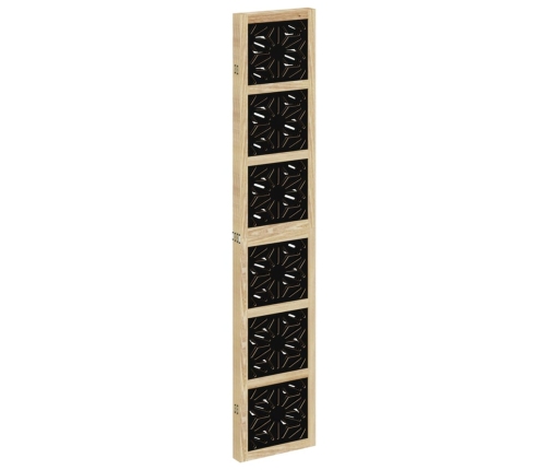Biombo separador 4 paneles madera maciza Paulownia marrón negro