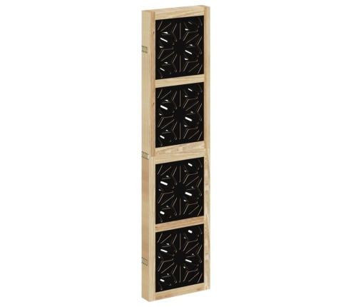 Biombo separador 5 paneles madera maciza Paulownia marrón negro