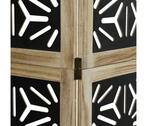 Biombo separador 5 paneles madera maciza Paulownia marrón negro