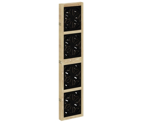 Biombo separador 5 paneles madera maciza Paulownia marrón negro