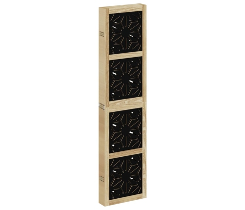 Biombo separador 6 paneles madera maciza Paulownia marrón negro