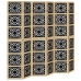 Biombo separador 6 paneles madera maciza Paulownia marrón negro