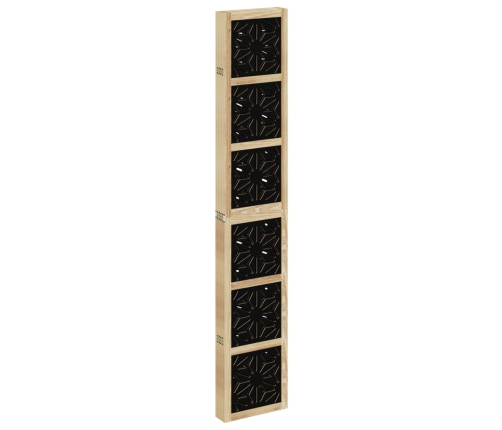 Biombo separador 6 paneles madera maciza Paulownia marrón negro