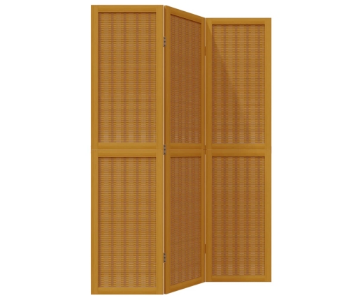 Biombo separador de 3 paneles madera maciza paulownia marrón
