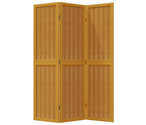 Biombo separador de 3 paneles madera maciza paulownia marrón