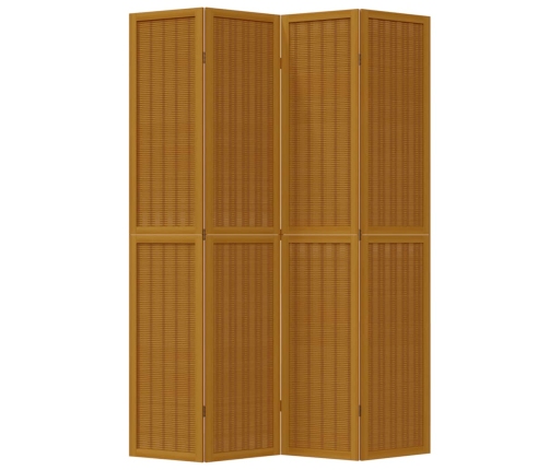 Biombo separador de 4 paneles madera maciza paulownia marrón