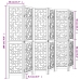 Biombo separador de 6 paneles madera maciza paulownia marrón