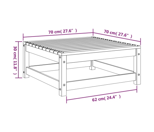 Taburete de jardín madera de pino impregnada 70x70x30 cm