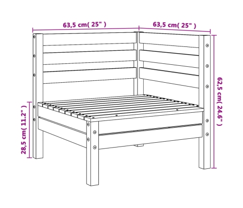 Sofás de esquina de jardín 2 uds madera de pino impregnada