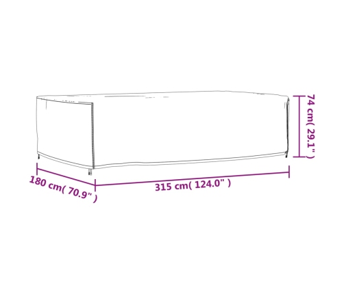 Cubiertas muebles jardín 2 uds tela Oxford 420D 315x180x74 cm