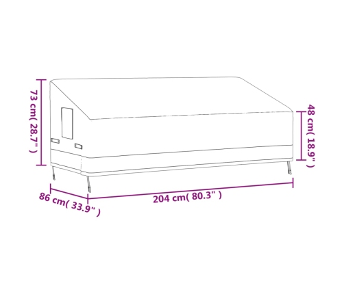 Cubiertas banco 3 plazas 2 uds tela Oxford 600D 204x86x48/73 cm