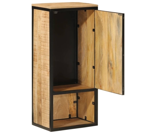 Mueble de baño madera maciza de mango y hierro 40x27x90 cm