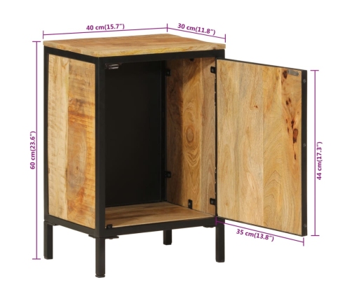 Mueble de baño madera maciza de mango y hierro 40x30x60 cm