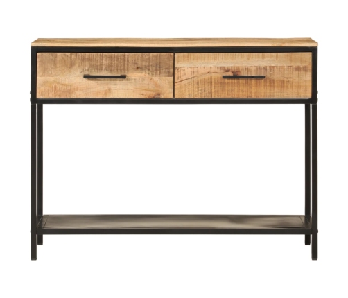 Mesa consola madera maciza de mango y hierro 100x35x76 cm