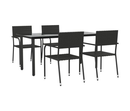 Juego de comedor de jardín 5 pzas ratán sintético y acero negro