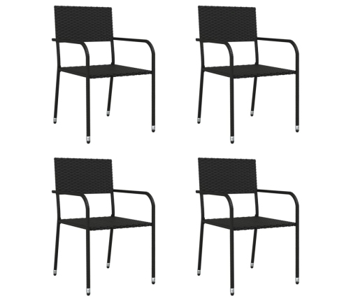 Juego de comedor de jardín 5 pzas ratán sintético y acero negro
