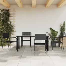 Juego de comedor de jardín 5 pzas ratán sintético y acero negro