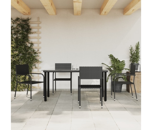 Juego de comedor de jardín 5 pzas ratán sintético y acero negro