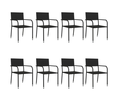Juego de comedor de jardín 9 pzas ratán sintético y acero negro