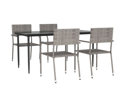 Juego de comedor jardín 5 pzas ratán sintético acero gris negro