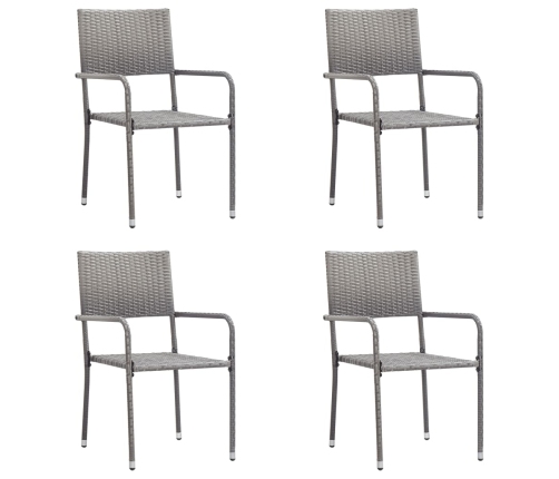 Juego de comedor jardín 5 pzas ratán sintético acero gris negro