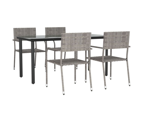 Juego de comedor jardín 5 pzas ratán sintético acero gris negro
