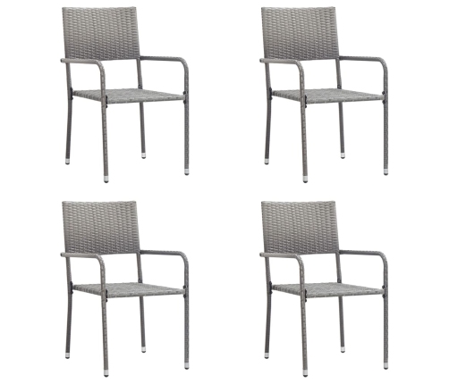 Juego de comedor jardín 5 pzas ratán sintético acero gris negro