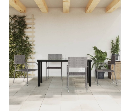 Juego de comedor jardín 5 pzas ratán sintético acero gris negro