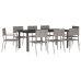 Juego de comedor jardín 9 pzas ratán sintético acero gris negro