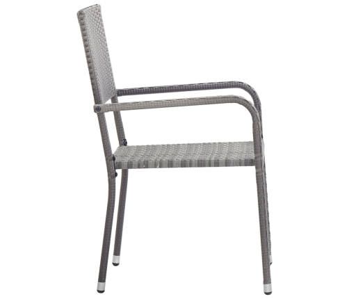 Juego de comedor jardín 9 pzas ratán sintético acero gris negro