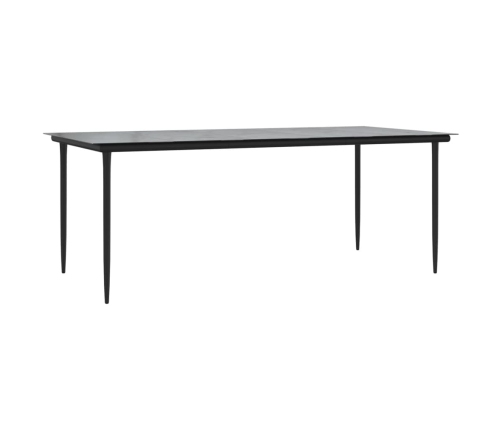 Juego de comedor jardín 9 pzas ratán sintético acero gris negro