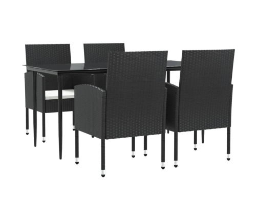 Juego de comedor de jardín 5 pzas ratán sintético y acero negro
