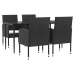Juego de comedor de jardín 5 pzas ratán sintético y acero negro