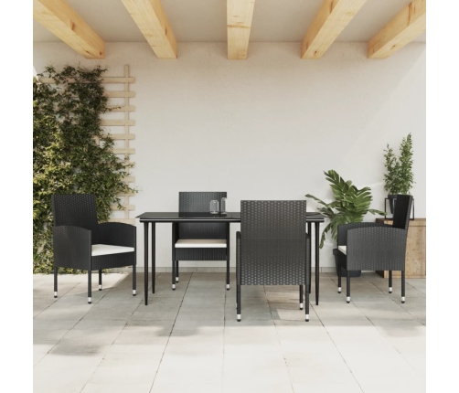 Juego de comedor de jardín 5 pzas ratán sintético y acero negro