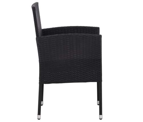 Juego de comedor de jardín 7 pzas ratán sintético y acero negro