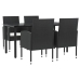 Juego de comedor de jardín 5 pzas ratán sintético y acero negro