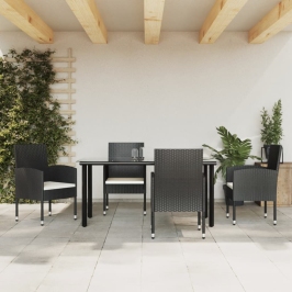 Juego de comedor de jardín 5 pzas ratán sintético y acero negro