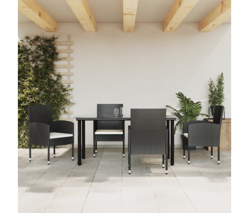 Juego de comedor de jardín 5 pzas ratán sintético y acero negro