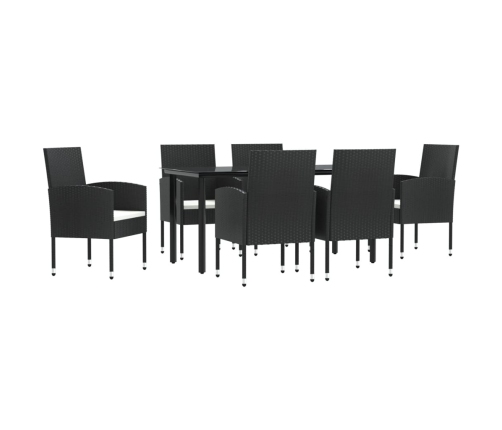Juego de comedor de jardín 7 pzas ratán sintético y acero negro