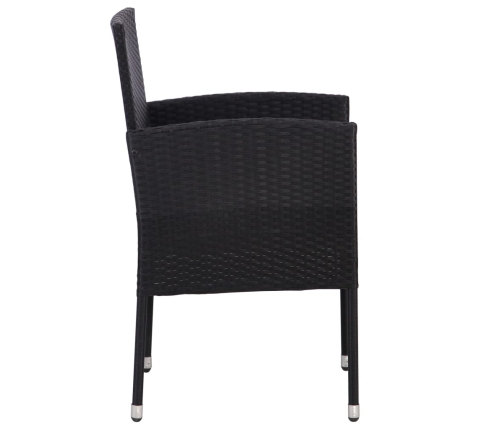 Juego de comedor de jardín 7 pzas ratán sintético y acero negro