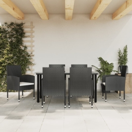 Juego de comedor de jardín 7 pzas ratán sintético y acero negro