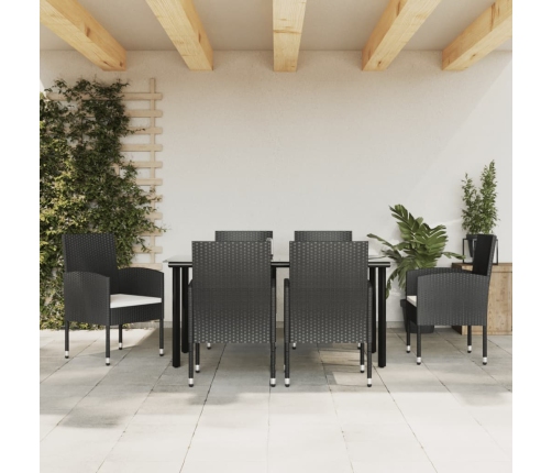 Juego de comedor de jardín 7 pzas ratán sintético y acero negro