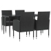 Juego de comedor de jardín 5 pzas ratán sintético y acero negro