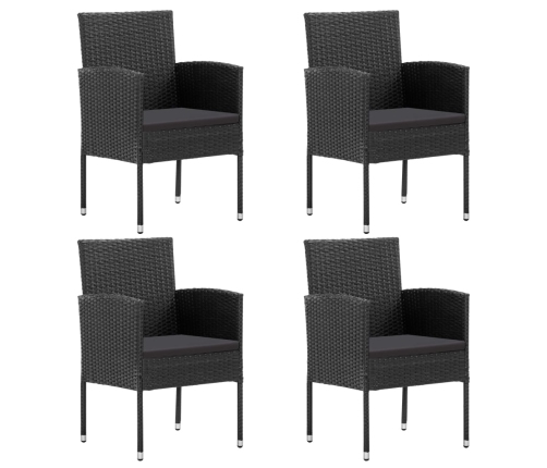 Juego de comedor de jardín 5 pzas ratán sintético y acero negro