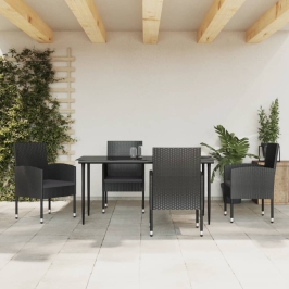 Juego de comedor de jardín 5 pzas ratán sintético y acero negro