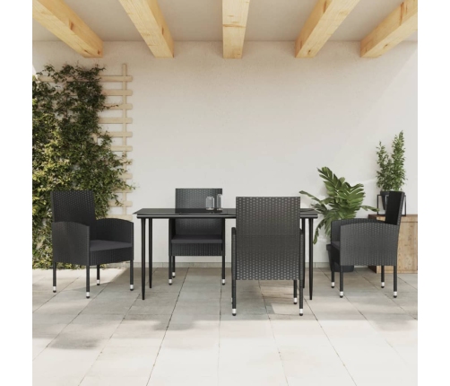 Juego de comedor de jardín 5 pzas ratán sintético y acero negro