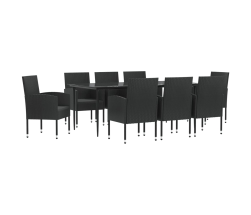 Juego de comedor de jardín 9 pzas ratán sintético y acero negro