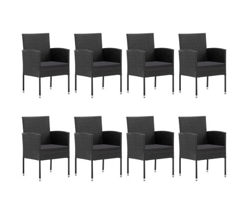 Juego de comedor de jardín 9 pzas ratán sintético y acero negro